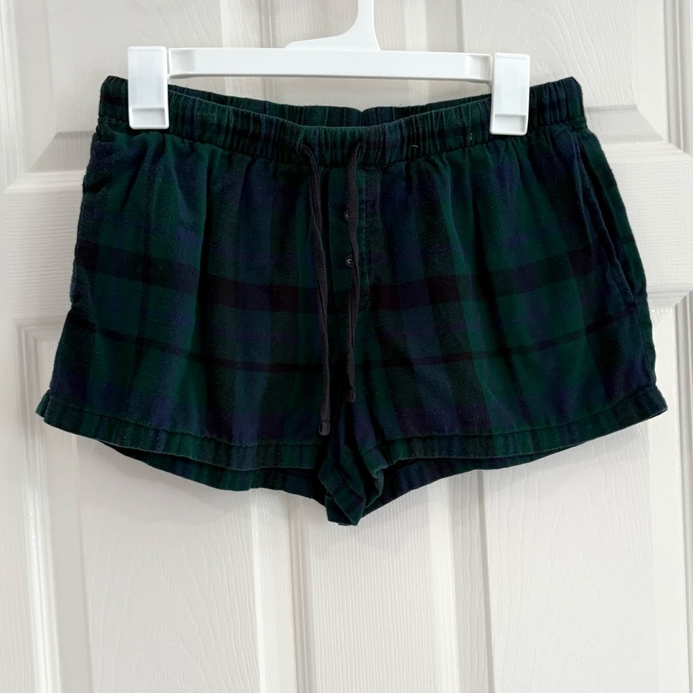 Stars Above Green Plaid Pajama Sleep Wear Lounge Shorts Women S Flannel Cotton